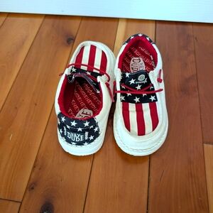 Toddler Hey Dude Kids' Red and White Striped Shoes